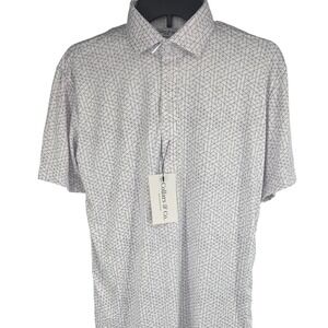 NWT Collars and Co Dress Collar Polo Size Medium White Geo